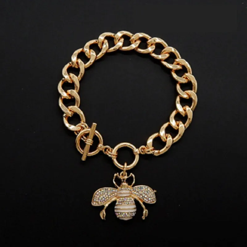 GOLD AB CLEAR RHINESTONE TOGGLE CHARM BRACELET ( 2210 GDAB ) sold by Oh My Jewelry