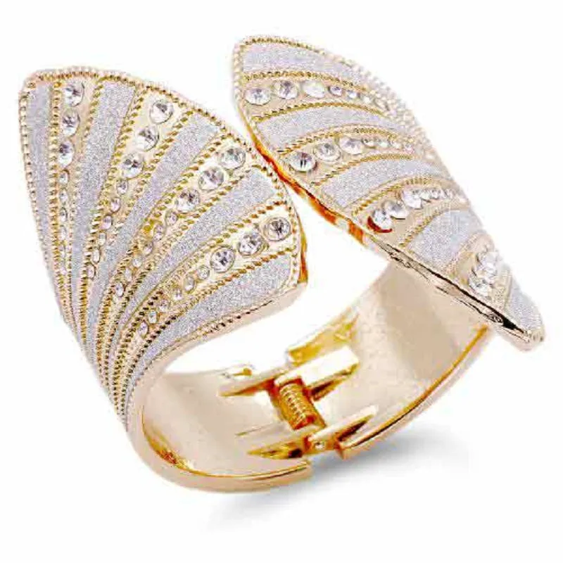 GOLD METAL BANGLE CLEAR STONES ( 5249 GD ) sold by Oh My Jewelry