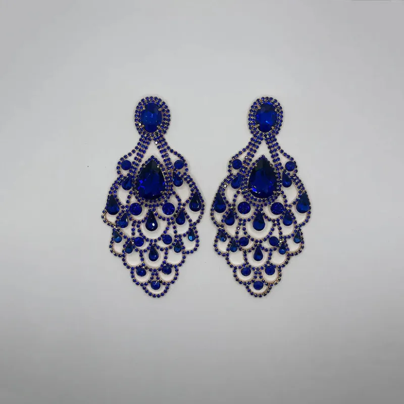 Dangling Gold Blue Earrings ( 35190 GBL ) sold by Oh My Jewelry