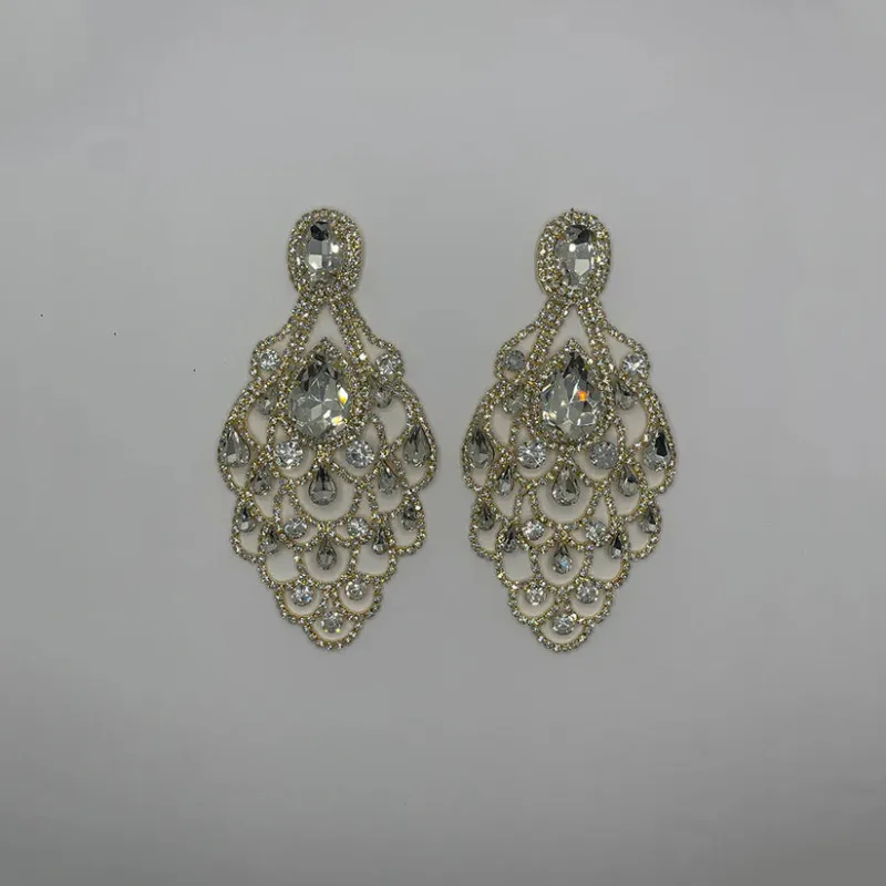 Dangling Gold Clear Earrings ( 35190 G ) sold by Oh My Jewelry