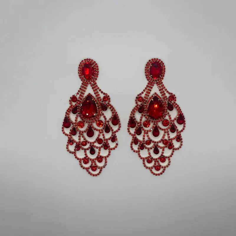 Dangling Gold Red Earrings ( 35190 GRED ) sold by Oh My Jewelry