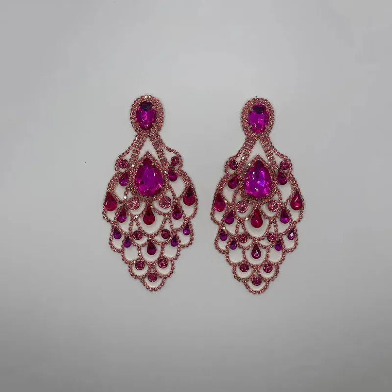 Dangling Gold Fuchsia Earrings ( 35190 GFU ) sold by Oh My Jewelry