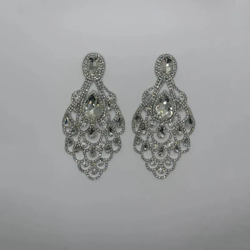 Dangling Silver Clear Earrings ( 35190 S ) made by Oh My Jewelry