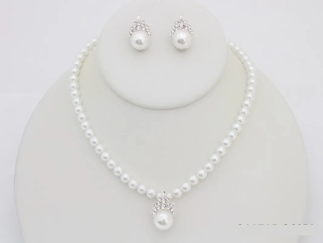 White Pearl Necklace Set ( 20785 SWH ) sold by Oh My Jewelry