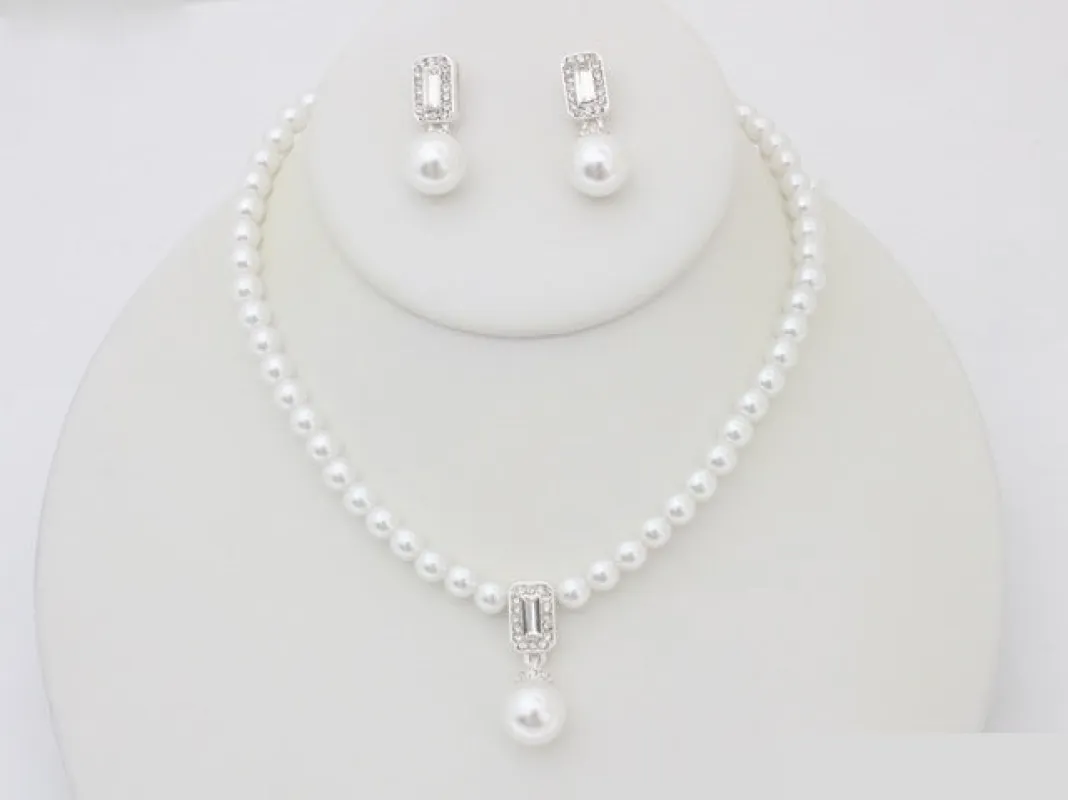 White Pearl Necklace Set ( 20777 SWH ) sold by Oh My Jewelry