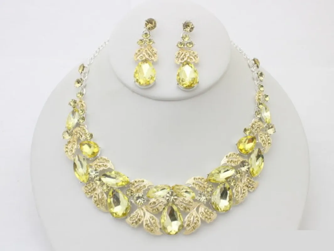 Silver Yellow Necklace Set ( 20493 SJON ) sold by Oh My Jewelry