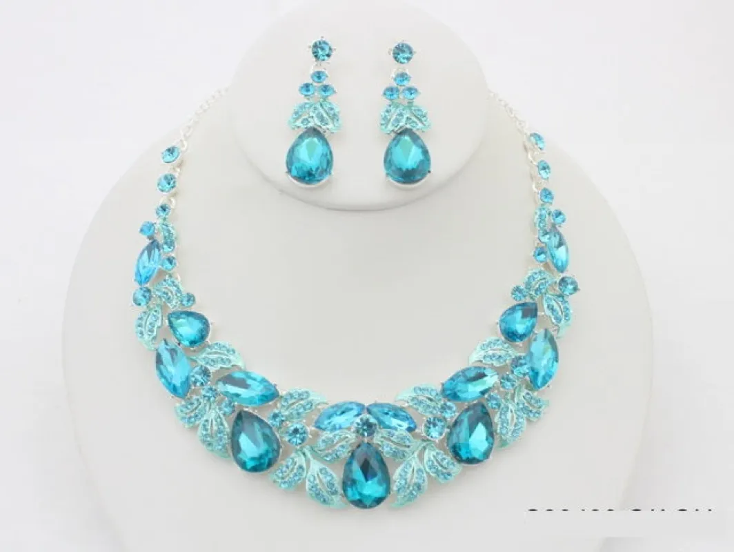 Silver Aqua Necklace Set ( 20493 SAQU ) sold by Oh My Jewelry