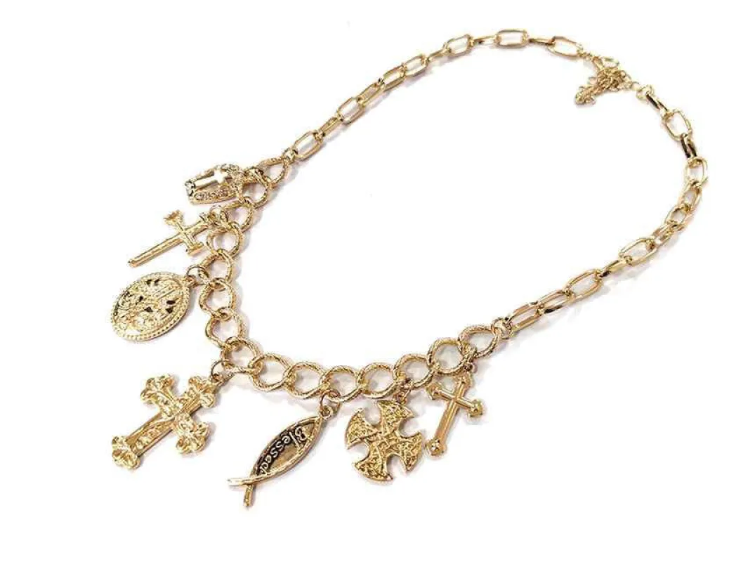 Cross Charm Necklace Set ( 16458 GD ) sold by Oh My Jewelry