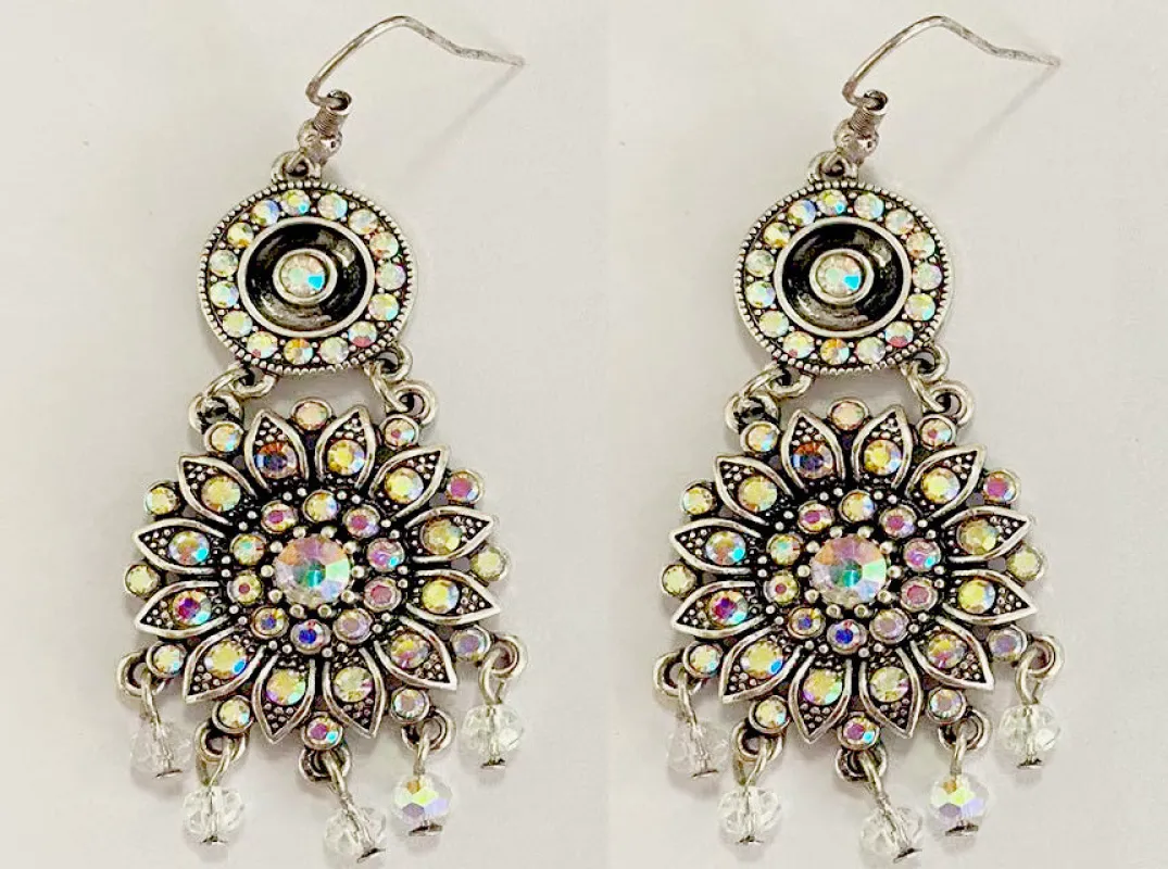 Dangling Silver Earrings AB Stones ( 7280 SBAB ) sold by Oh My Jewelry