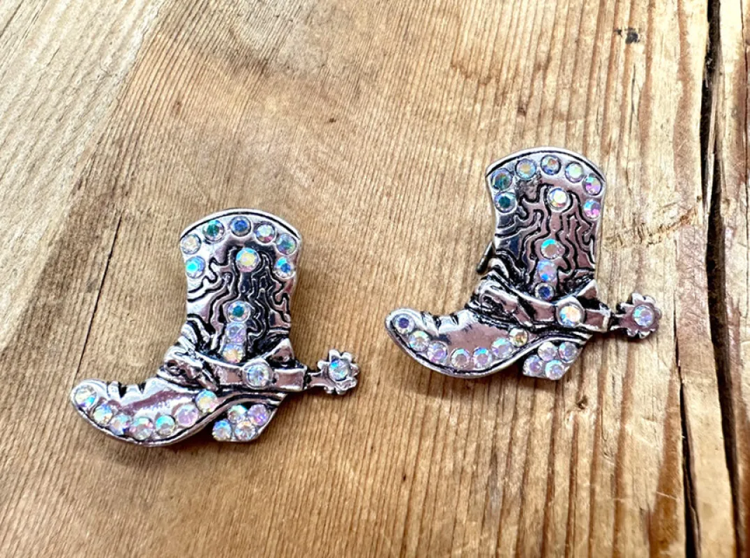 Silver Cowboy Earrings AB Stones ( 11167 SBAB ) made by Oh My Jewelry