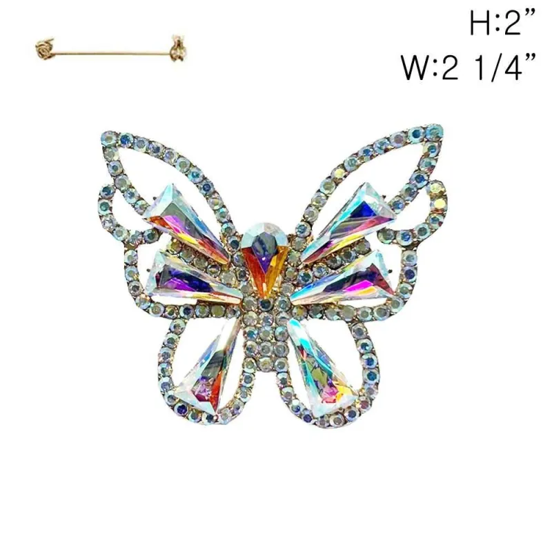 GOLD BUTTERFLY BROOCH AB STONES ( 349 GAB ) sold by Oh My Jewelry