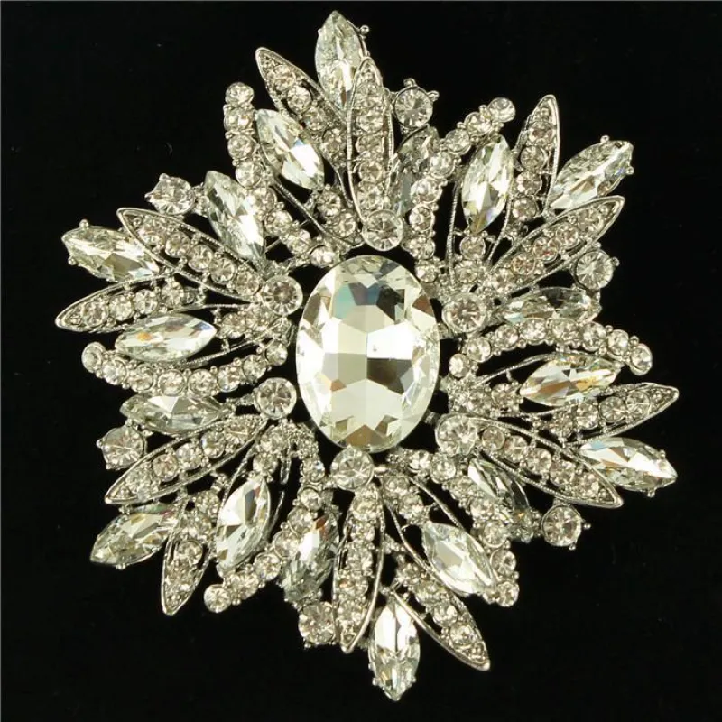 SILVER BROOCH CLEAR STONES ( 06719 SCL ) sold by Oh My Jewelry
