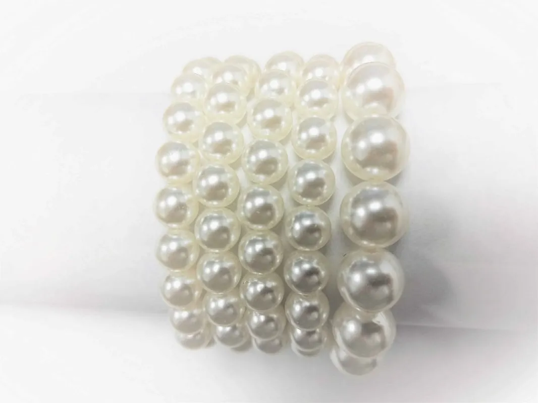5 Strand Pearl Stretch Bracelets Cream ( 603 CRM ) sold by Oh My Jewelry