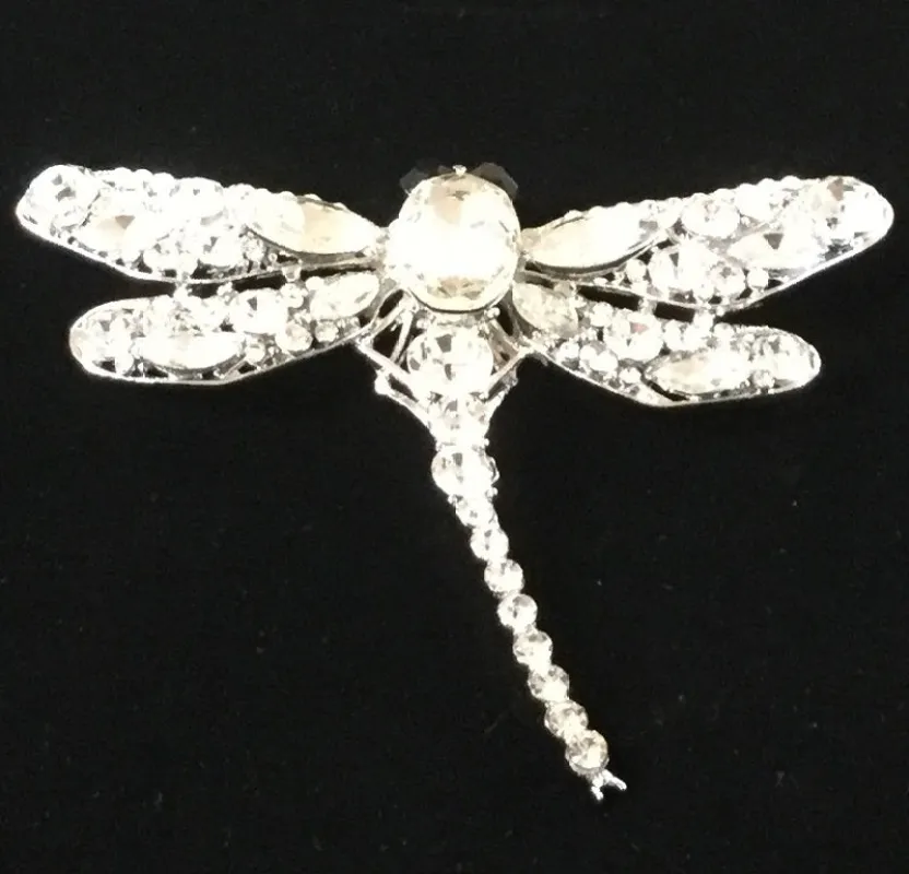 SILVER DRAGONFLY BROOCH WITH CLEAR STONES ( 06681 ) sold by Oh My Jewelry