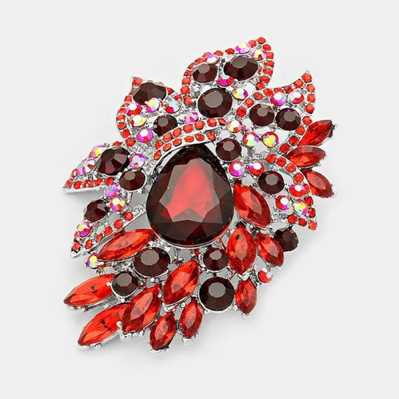 3.75" Red Rhinestone Brooch made by Oh My Jewelry