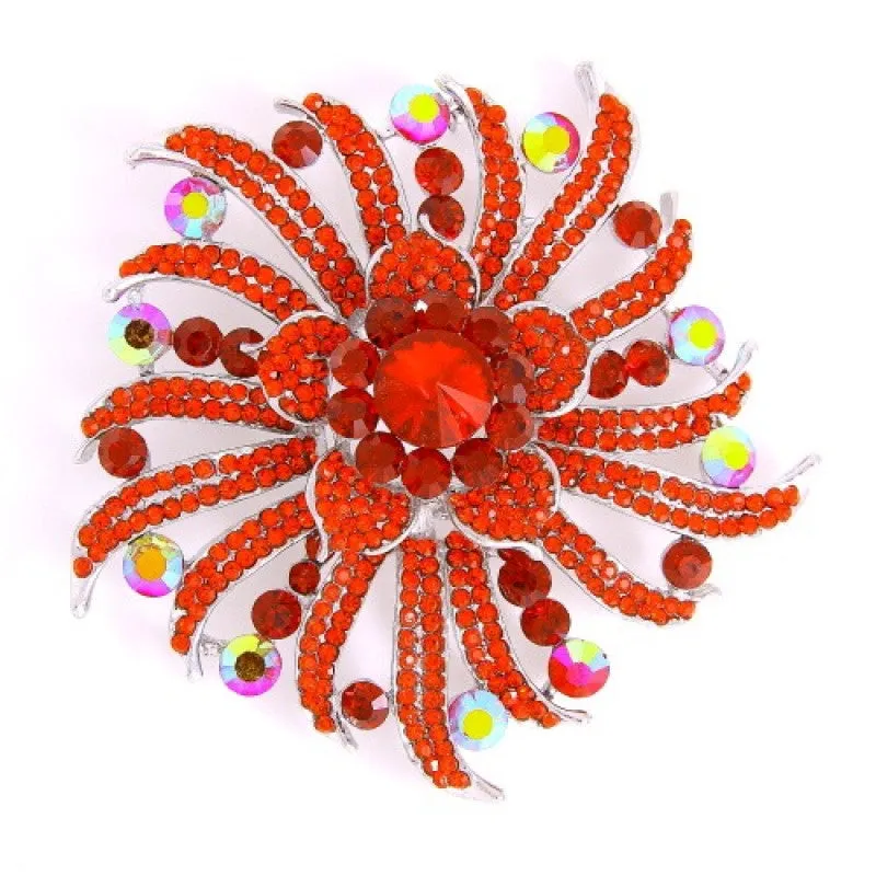 SILVER BROOCH WITH RED STONES ( 06199 ) made by Oh My Jewelry
