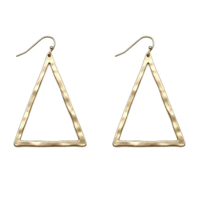 DANGLING MATTE Gold TRIANGLE EARRINGS ( 3306 MGD ) sold by Oh My Jewelry