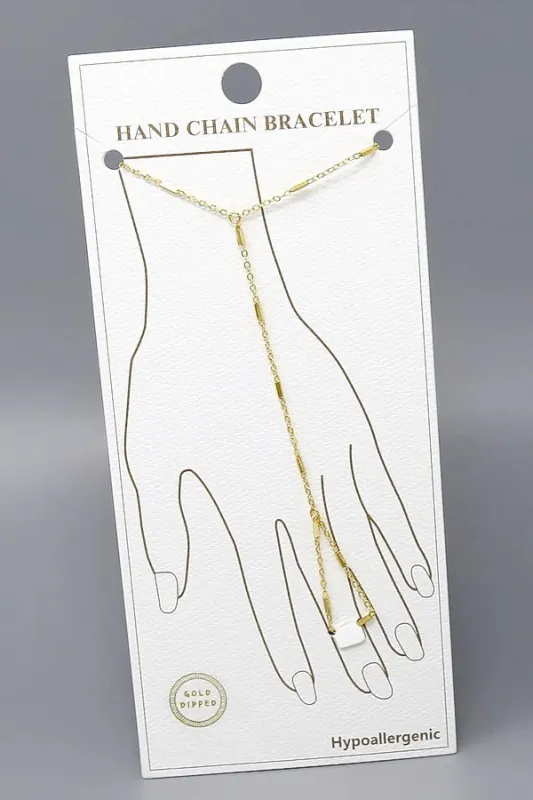 Gold Dipped Bar Hand Chain ( 6311 G ) sold by Oh My Jewelry