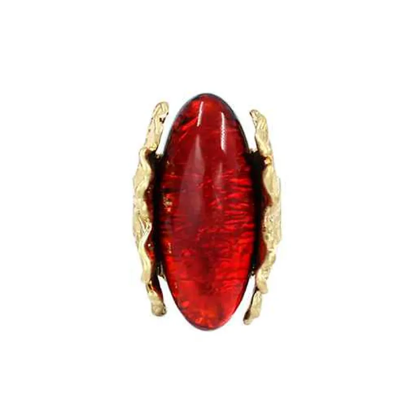 GOLD OVAL STRETCH RING RED STONE ( 2095 GDRED ) made by Oh My Jewelry