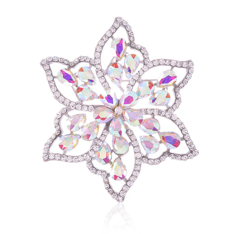 SILVER AB CRYSTAL FLOWER PIN ( 1514 SAB ) sold by Oh My Jewelry