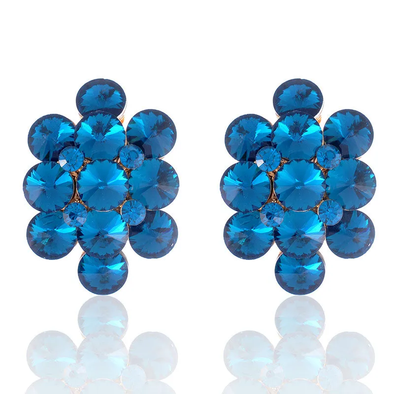 GOLD CLIP ON EARRINGS Blue STONES ( ER 1292 BZ ) sold by Oh My Jewelry