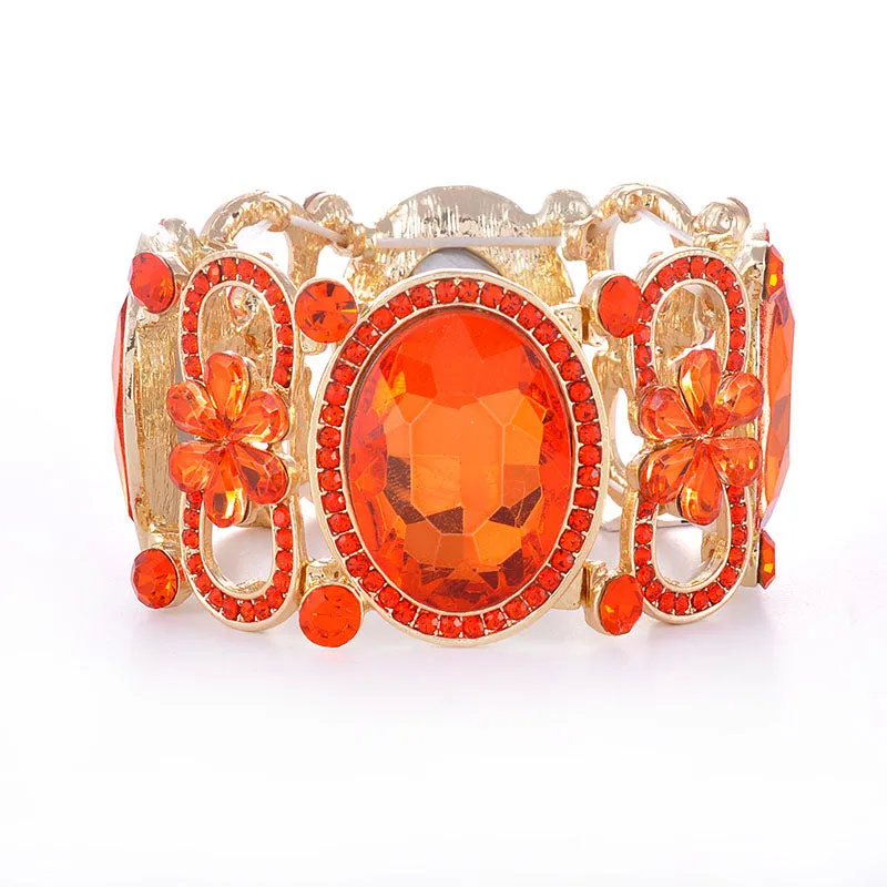 Crystal Stretch Bracelet ( 1103 ORG ) made by Oh My Jewelry
