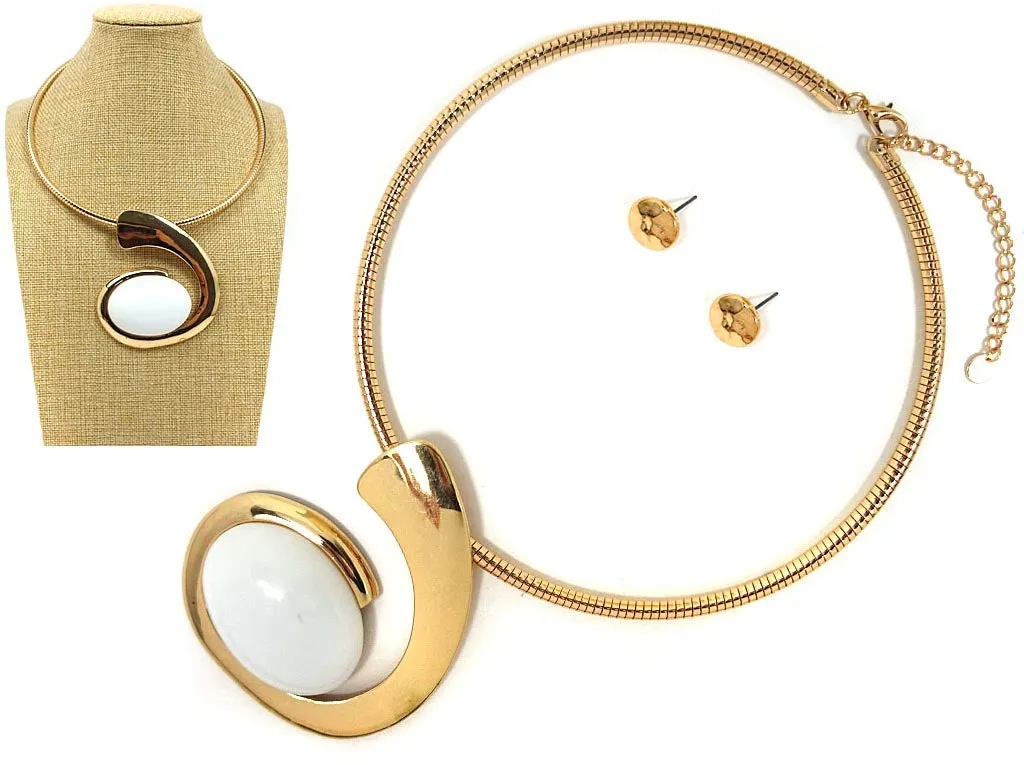 Necklace Set Pendant White ( 8817 GDWH ) sold by Oh My Jewelry