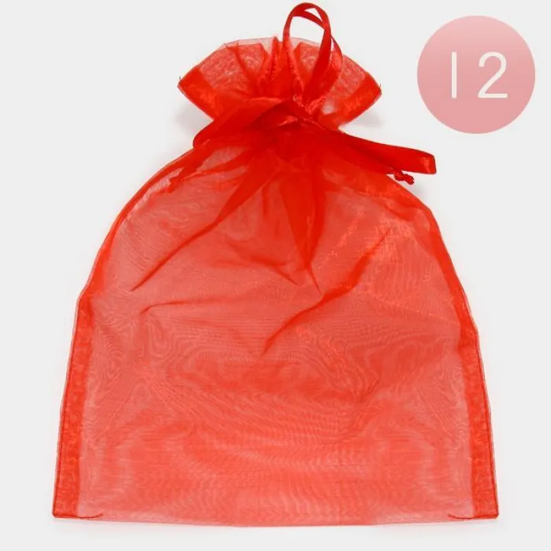 6.75" x 9.5" Extra Large Red Organza Gift Bag 12 Pieces XL ( 1003 RED ) sold by Oh My Jewelry