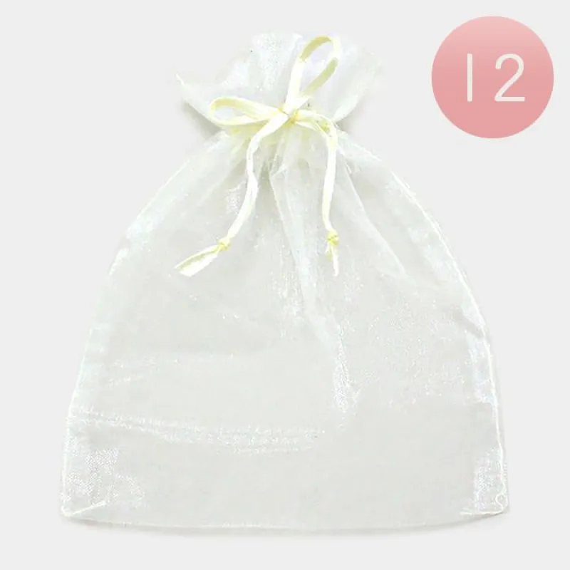 6.75" x 9.5" CREAM Organza Gift Bag 12 Pieces XL ( 1003 CM ) made by Oh My Jewelry