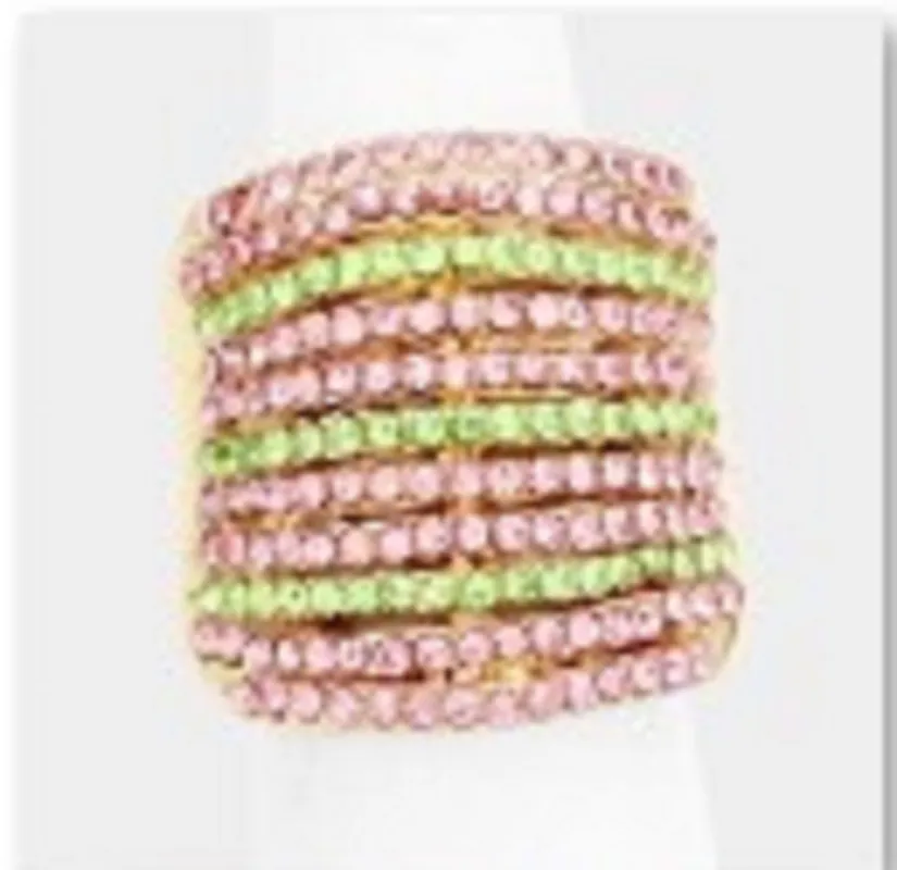 GOLD STRETCH RING PINK GREEN STONES ( 1261 PKGN ) sold by Oh My Jewelry