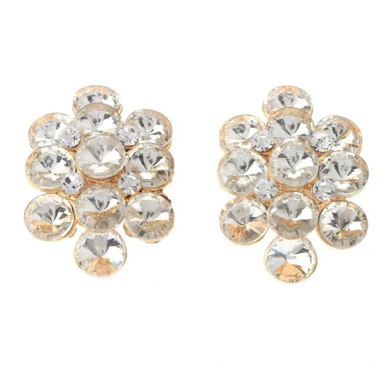 GOLD CLIP ON EARRINGS CLEAR STON (ER 1292 GCL ) sold by Oh My Jewelry