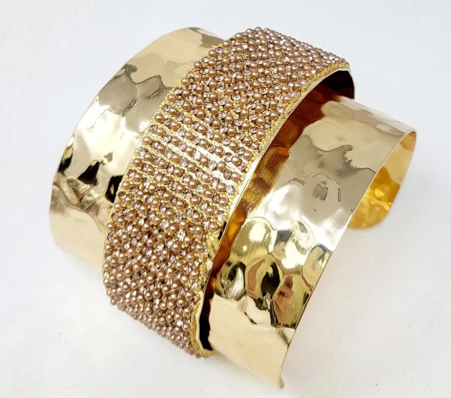 GOLD BANGLE BROWN PEARLS ( 10414 GBRP ) sold by Oh My Jewelry