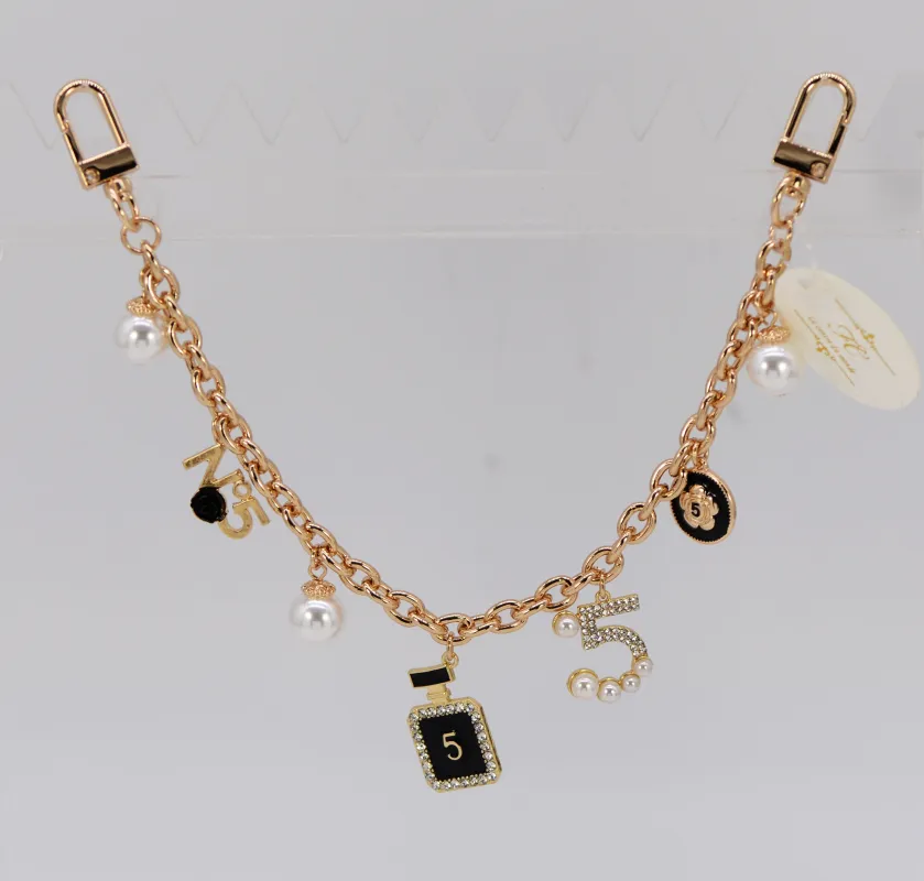 GOLD WHITE HANDBAG CHARM CHAIN 5 ( 1012 GLBLK ) sold by Oh My Jewelry