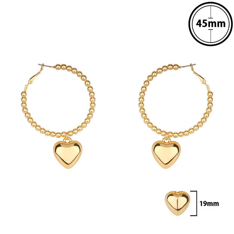 GOLD HEART HOOP EARRINGS ( 7043 GD ) sold by Oh My Jewelry