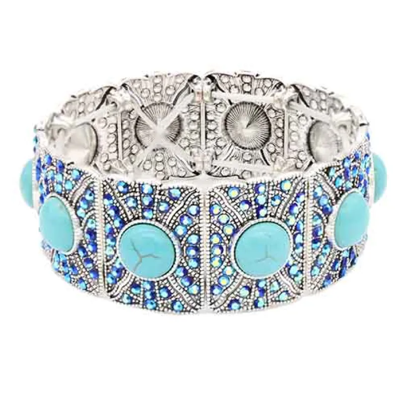 SILVER TURQUOISE STRETCH BRACELET ( 8133 SVTQ ) sold by Oh My Jewelry