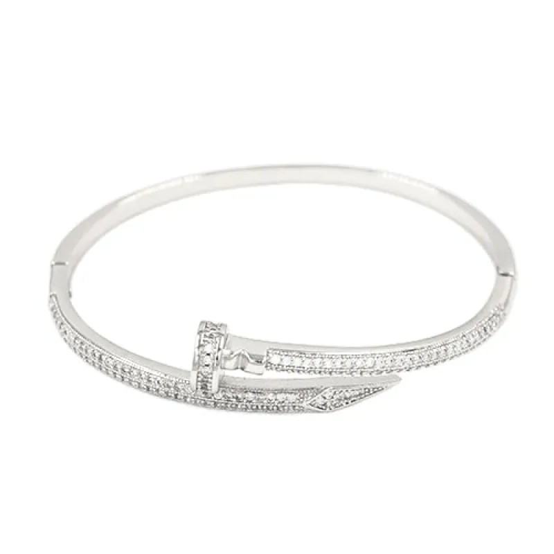 SILVER BANGLE CLEAR STONES ( 2160 RD ) sold by Oh My Jewelry