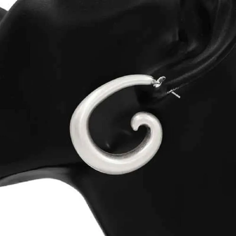 SILVER SWIRL HOOP EARRINGS ( 2717 SV ) sold by Oh My Jewelry