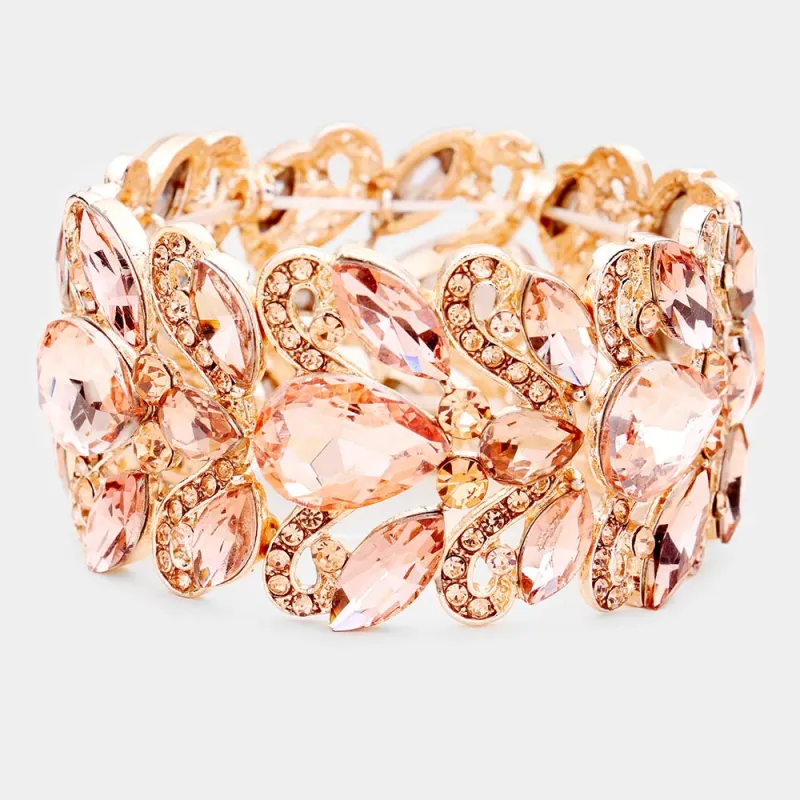 ROSE GOLD STRETCH BRACELET PEACH STONES ( 9206 RGPH ) sold by Oh My Jewelry