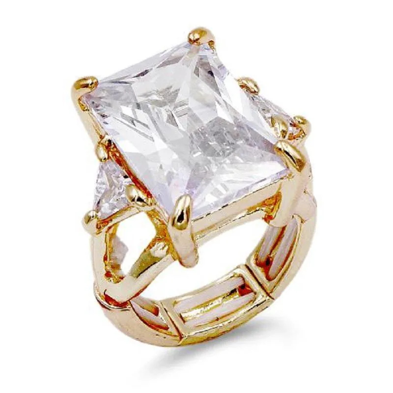 GOLD STRETCH RING CLEAR STONES ( 2220 GDCL ) sold by Oh My Jewelry