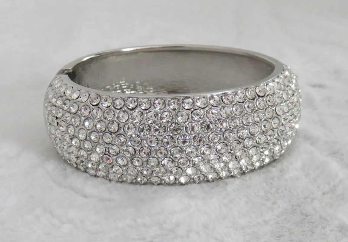 SILVER BANGLE CLEAR STONES ( 841 SCL ) sold by Oh My Jewelry