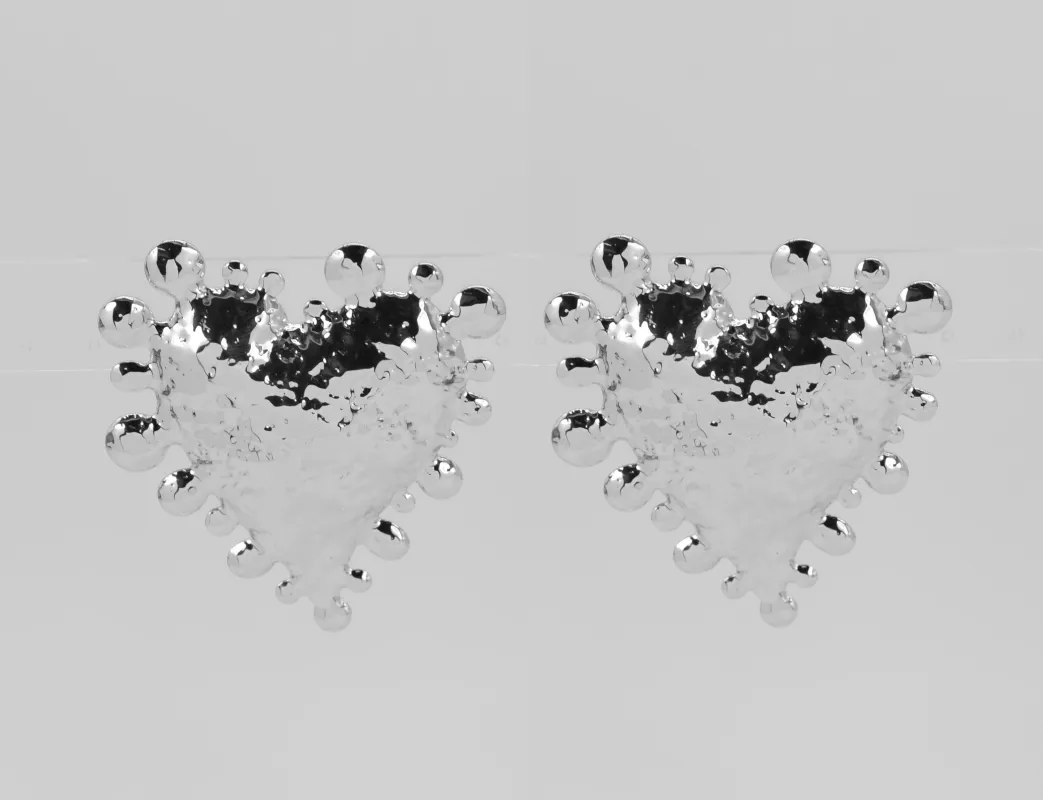 SILVER METAL HEART EARRINGS ( 5728 SIL ) sold by Oh My Jewelry