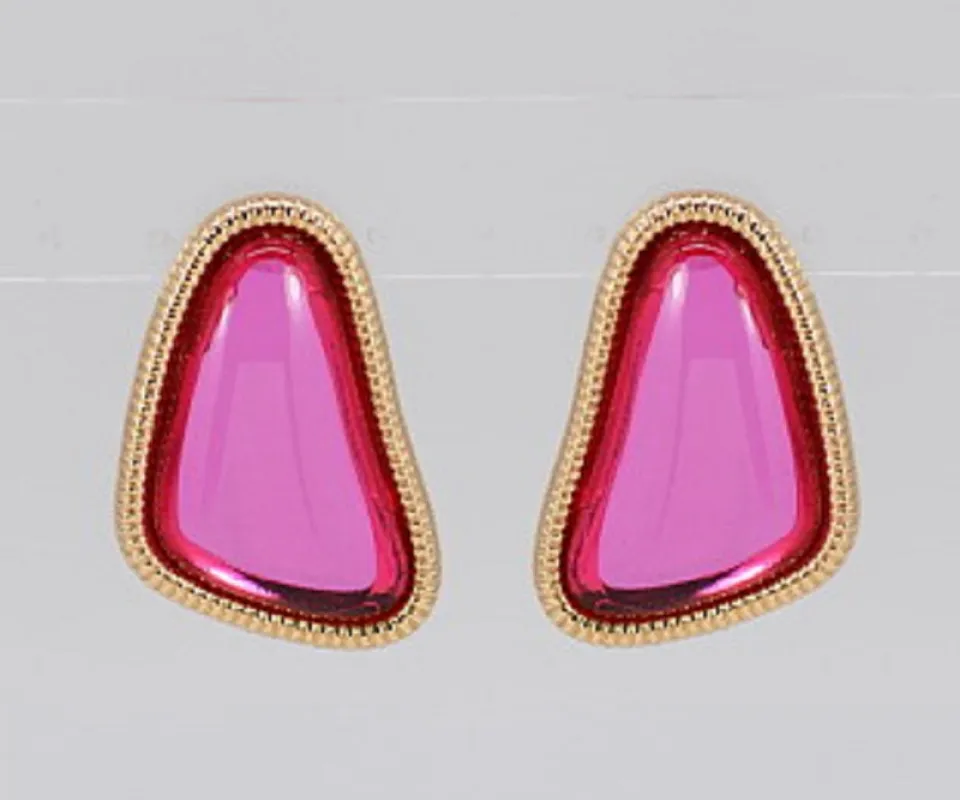 FUCHSIA STONE EARRINGS ( 5739 GLFUS ) made by Fiesta