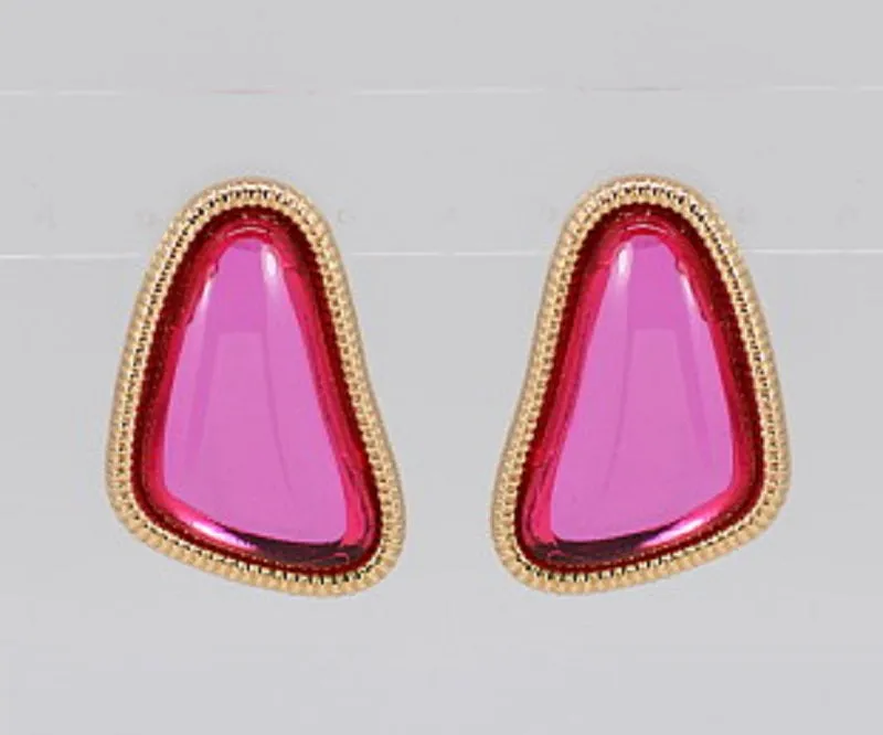 FUCHSIA STONE EARRINGS ( 5739 GLFUS ) sold by Oh My Jewelry