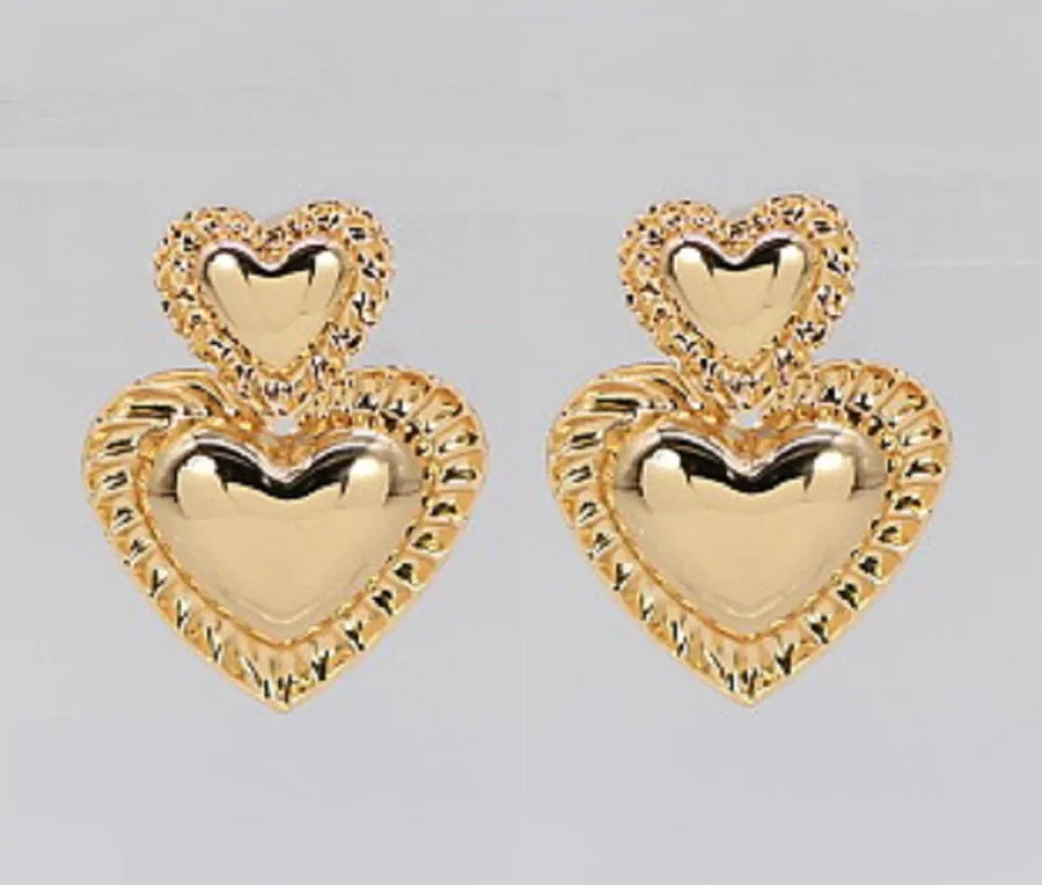 GOLD HEART EARRINGS ( 5640 GOL ) sold by Oh My Jewelry