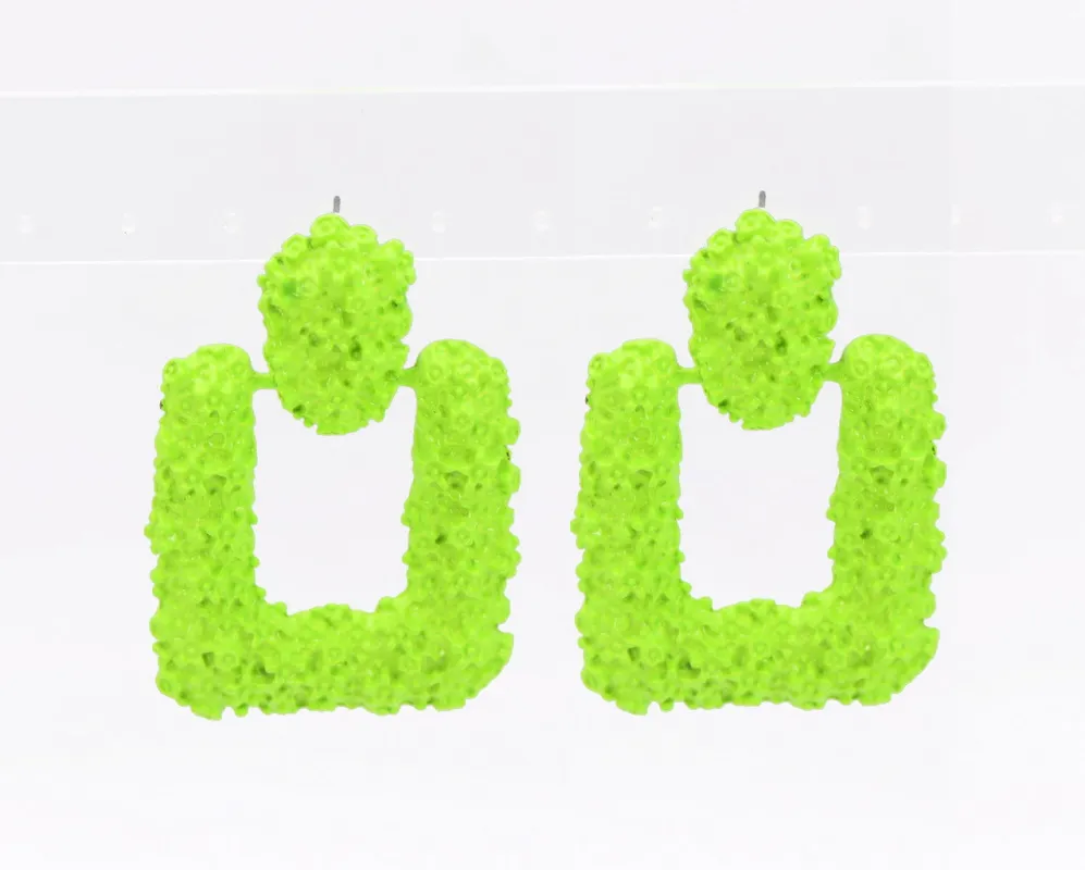 NEON GREEN METAL EARRINGS ( 3206 NGN ) sold by Oh My Jewelry
