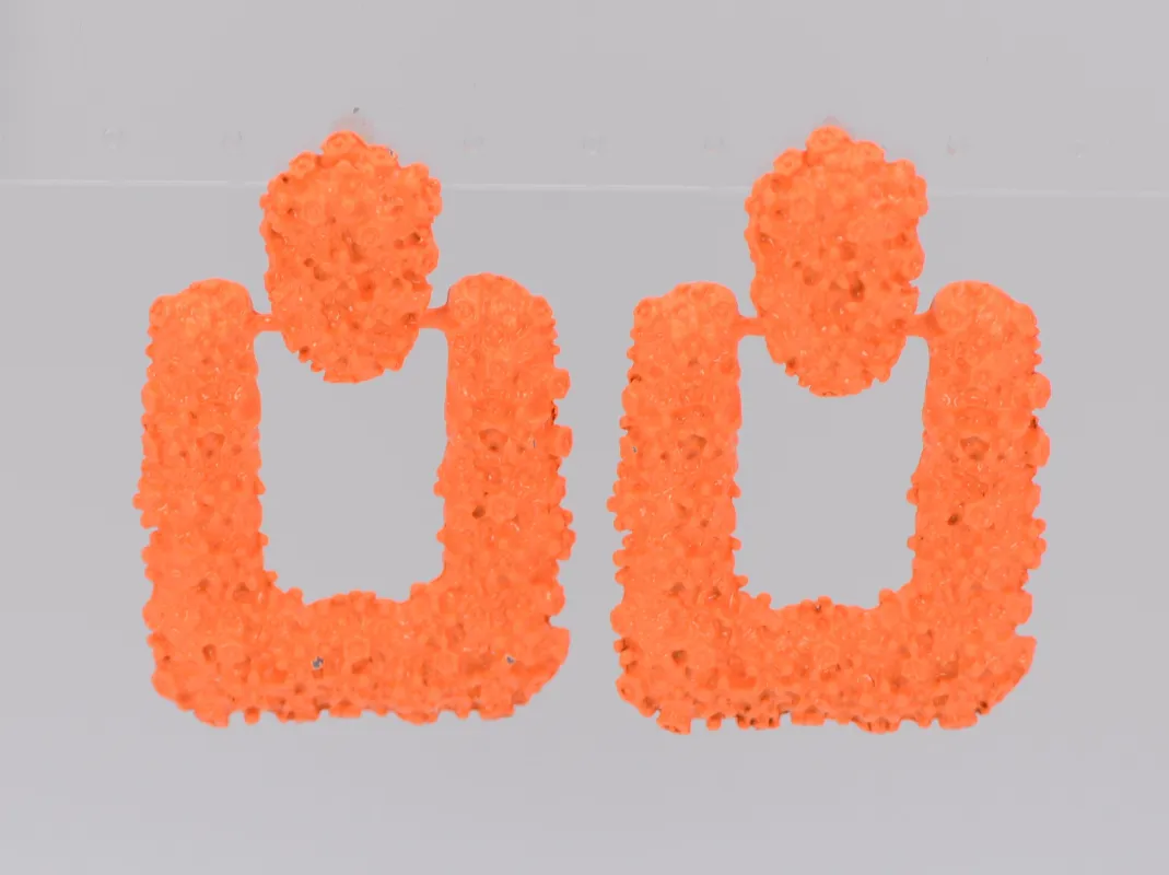 NEON ORANGE METAL EARRINGS ( 3206 NOR ) sold by Oh My Jewelry