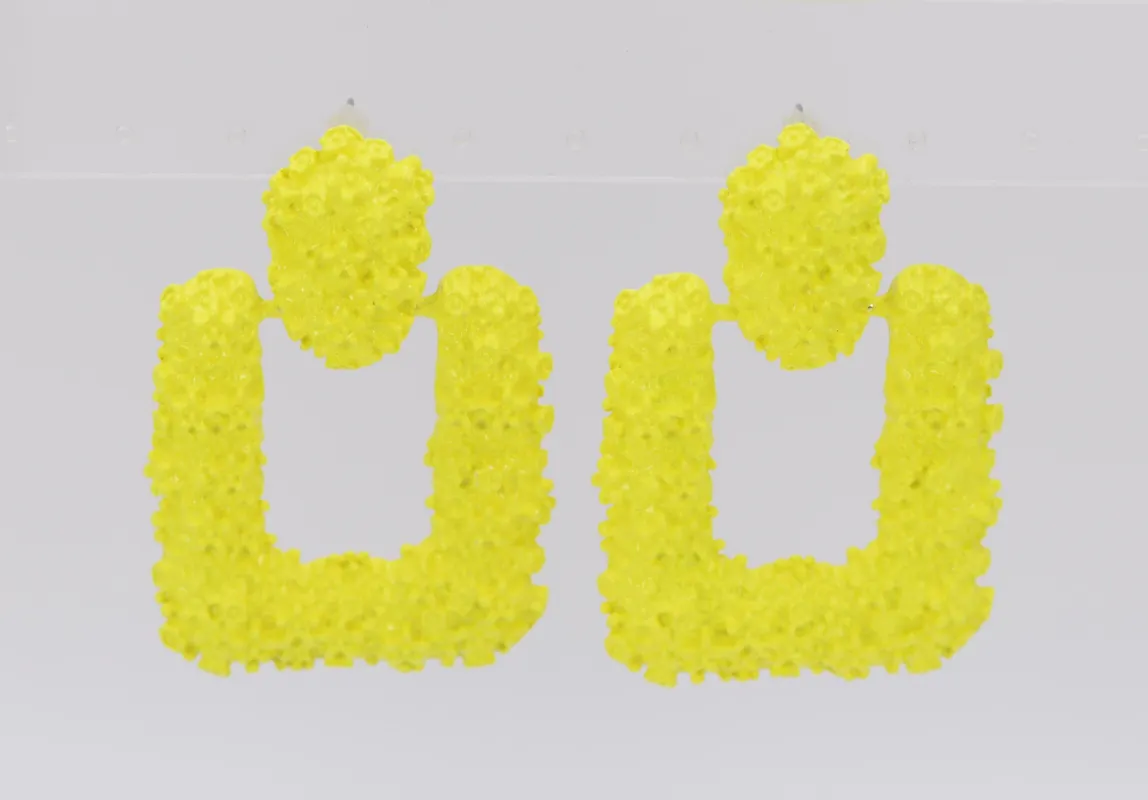 NEON YELLOW METAL EARRINGS ( 3206 NYL ) sold by Oh My Jewelry