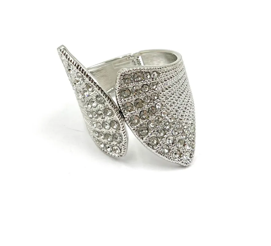 SILVER BANGLE CLEAR STONES ( 0284 3C ) sold by Oh My Jewelry