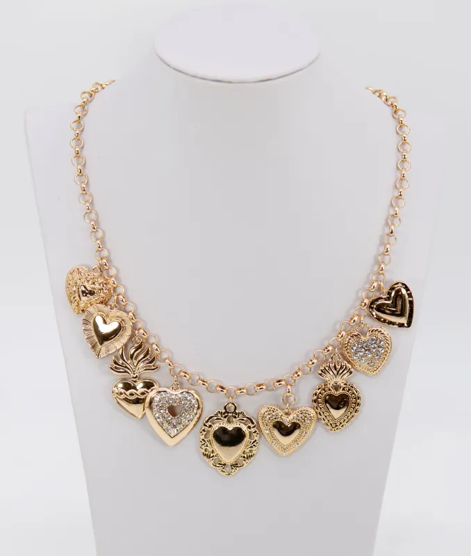 GOLD HEART CHARM NECKLACE ( 1455 GLCRY ) sold by Oh My Jewelry