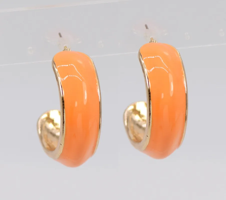 GOLD NEON ORANGE HOOP EARRINGS ( 3131 GLNOR ) sold by Oh My Jewelry